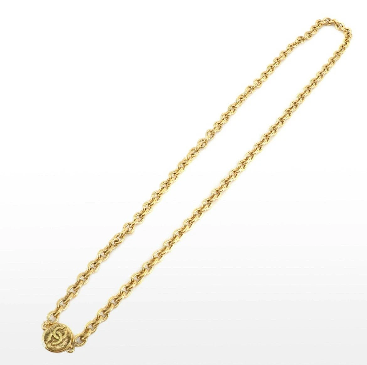 Collana catena Chanel grossa tono oro con scatola