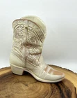 Frankoma Ceramic Cowboy Boot Planter Glossy Tan Western Art Pottery 7"