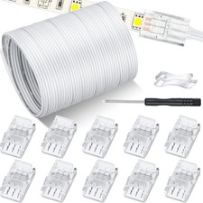 10 Pcs RGB LED Strip Connectors 32.8ft Cable, 3 Pin, 10 mm, White