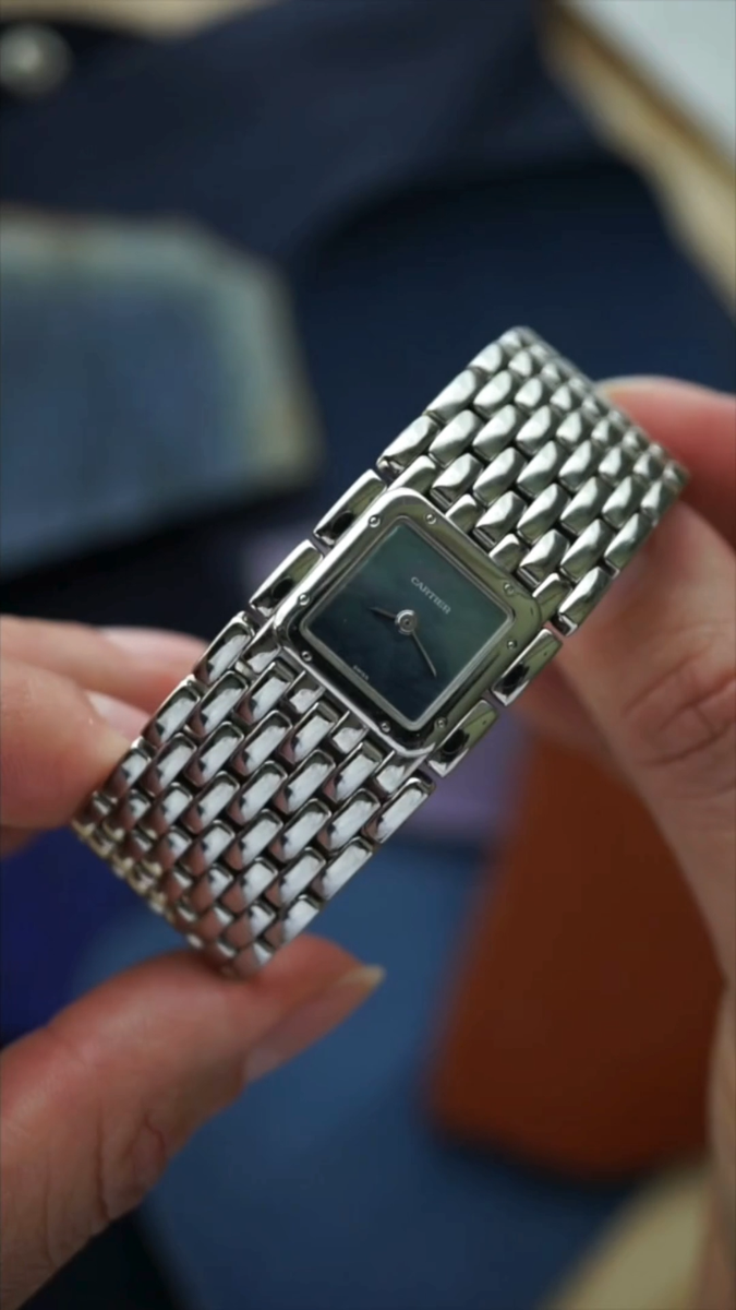 Cartier Panthere Ruban 2420 Blue Mother of Pearl Stainless Steel