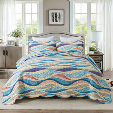 Honeilife King Quilt Bedding Set - 3 Pieces Beach Quilt Sets Coastal Bedspreads