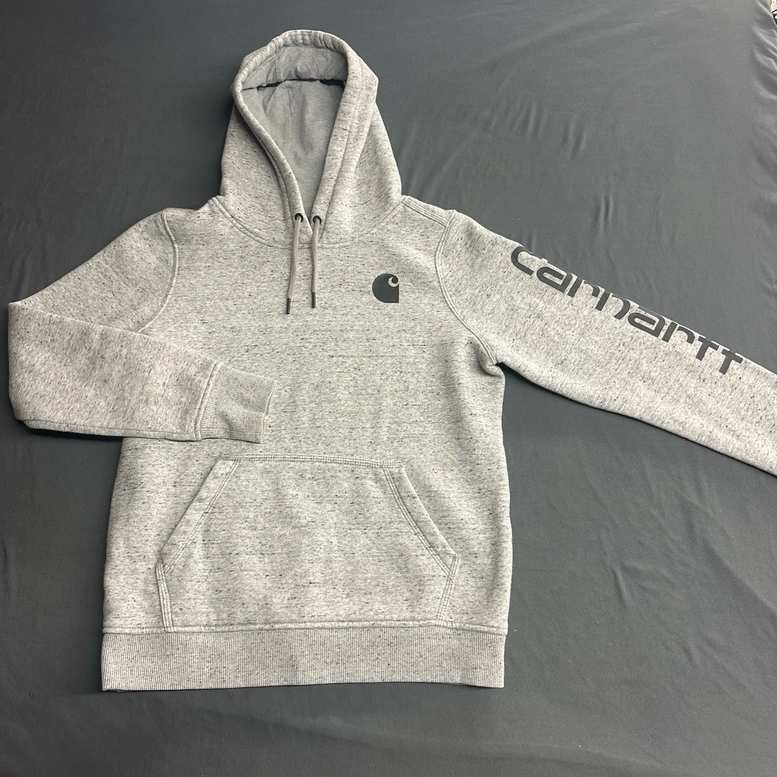 Carhartt Hoodie Womens Small Gray Heathered Relaxed Midweight Graphic Sweatshirt