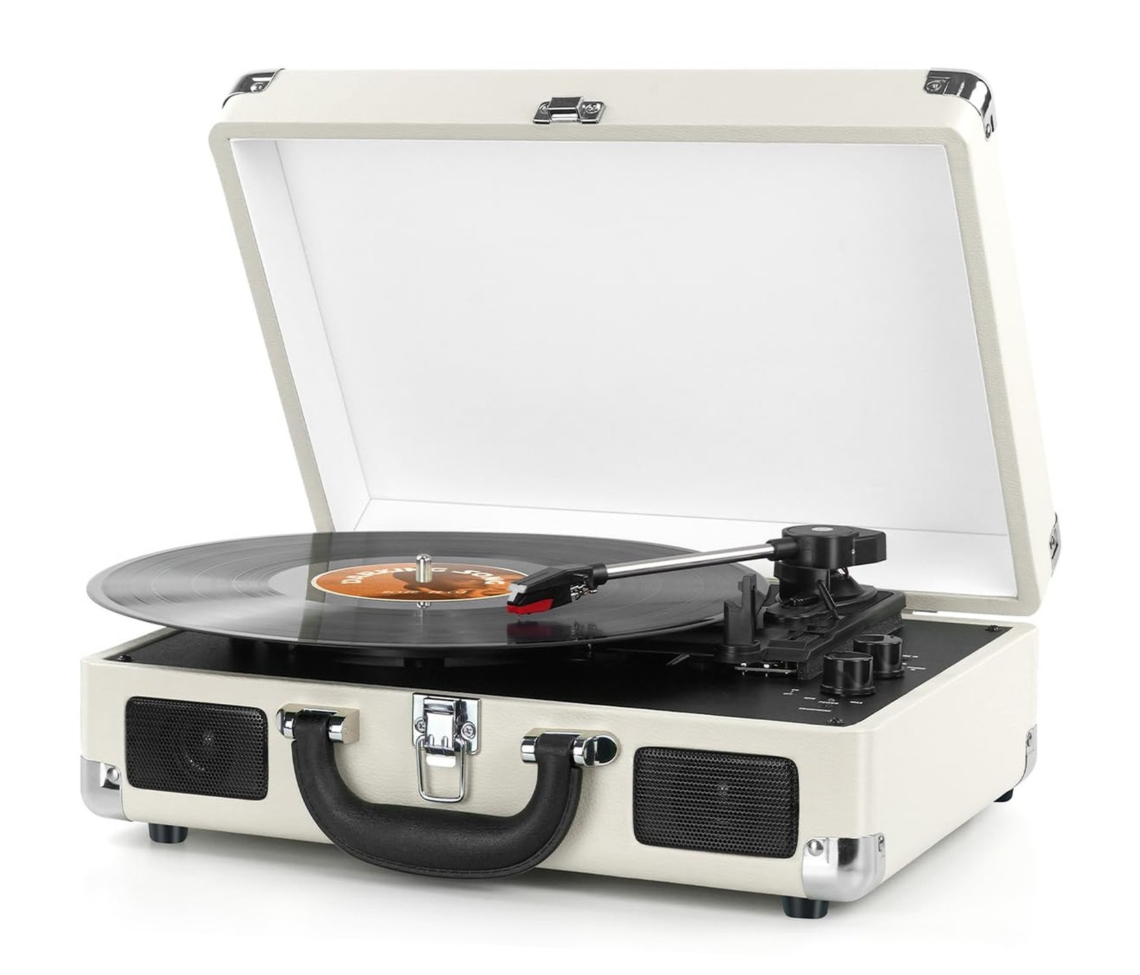 Wireless Bluetooth Vinyl Record Player Portable 3-Speed Vintage Turntable Suitcase Style-image