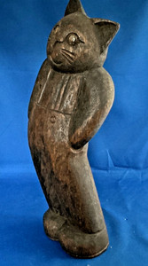 Hand Carved Wood Cat - 14 inches