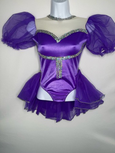 Marvel Cicci Purple Sequin Dance Costume - Puff Sleeve Lyrical/Skating Dress LC