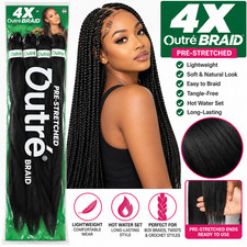 Outre 4X Pre-Stretched Braiding Hair Extensions Synthetic for Box Knotless Braid