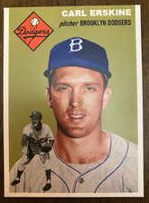 BROOKLYN DODGERS: Carl Erskine Custom Modern 1954 Style Art Card