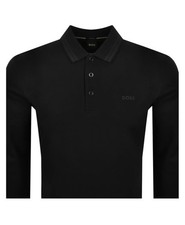 Image of Hugo Boss Plisy Long Sleeve Polo T Shirt Black - Genuine with all tags