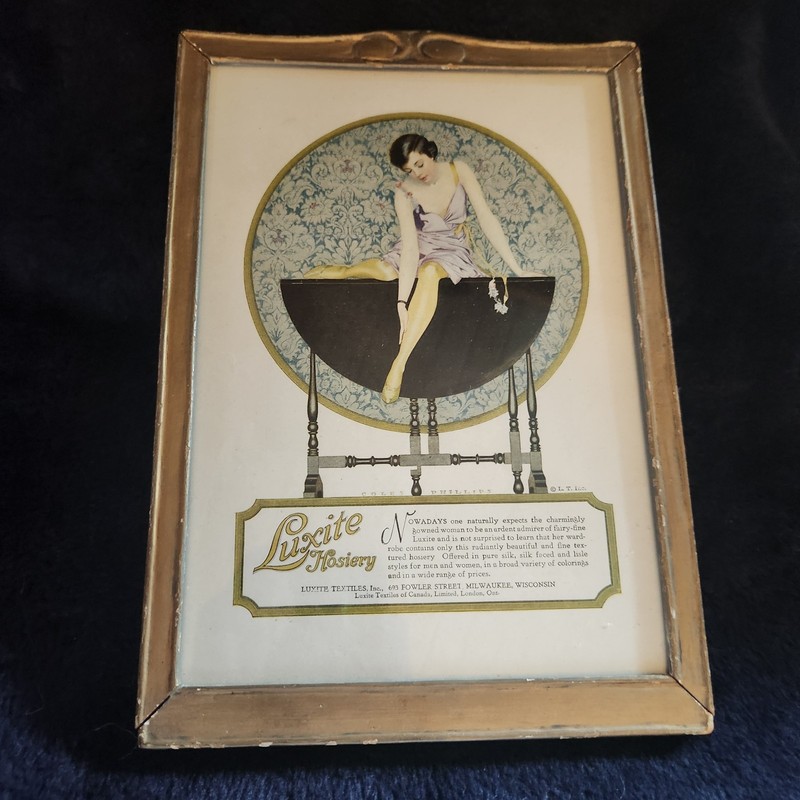 Great Graphics  Luxite Hosiery Advertisement Art Deco Woman Framed  11 X 7.5