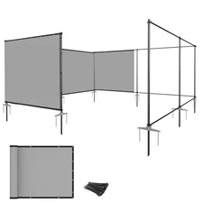 5ft Gray Heavy Duty Privacy Fence Screen Windscreen with Poles for Backyard Pool