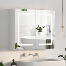 24" x 32" LED Bathroom Medicine Cabinet Lighted Large Mirror Cabinet with Socket