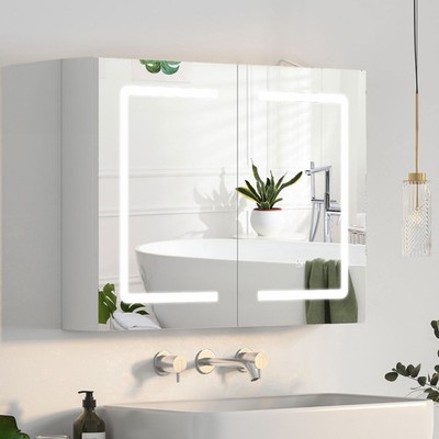 24'' x 32'' Large Bathroom Mirror Medicine Cabinet with LED Lights Wall Mounted
