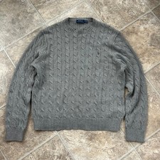 Polo Ralph Lauren Men's Cable-Knit Cotton Crewneck Sweater Grey