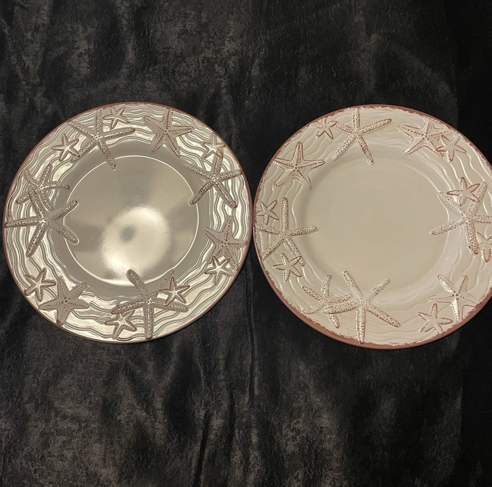 Juego de 2 platos de cena de estrellas de mar de melamina de 11" de Sigrid Olsen Beach náutico 3D Foto 3 de 4