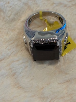 Neu mit Etikett Sterlingsilber schwarzer Onyx geprägtes Kreuz Herren Statement Ring Größe 11
