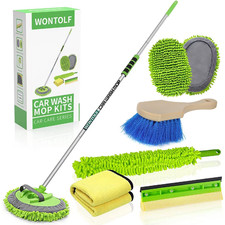 Wontolf 62 Car Wash Brush Long Handle Chenille Microfiber Car Wash Mop Mitt Kit