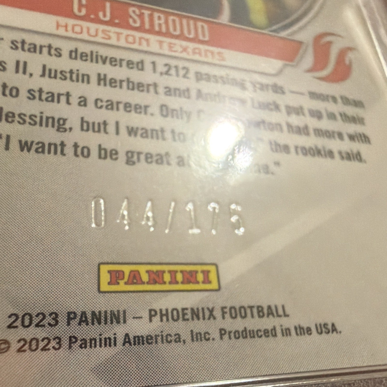 Panini 2023 Phoenix C.J. Stroud Flame Throwers Pink #FLA-21 RC /175 PSA 9 view 3