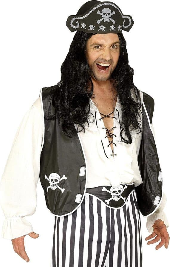 Mens Pirate Costume Set Hat Waistcoat Belt Fancy Dress Buccaneer Outfit