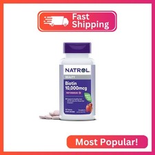 Natrol Biotin 10000mcg, 4X Faster Dissolve Supplement for Healthy Hair, Skin and