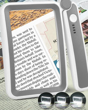 Magnifying Glass with Light, Rechargeable 5X Large Page Magnifier for Reading, F