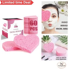 Compressed Facial Sponges 60 Count 100 Natural Cellulose Cosmetic Makeup