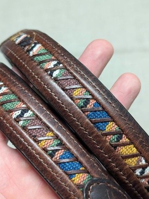 vintage COLUMBIA leather belt SOUTHWESTERN indian print 36 native