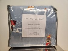 DISTINCTLY HOME WOODLAND FRIENDS 4 PIECE FLANNEL SHEET SET DOUBLE/FULL SIZE