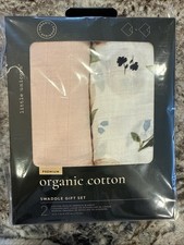 Little Unicorn Organic Cotton Muslin Swaddle Blanket 2pk Watercolor Floral NEW
