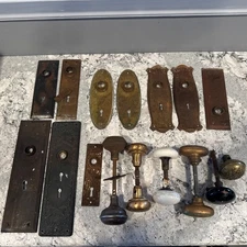 Vintage Interior Door Knob Back Plates Lot Antique Hardware