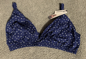 No Boundaries Floral Wireless Bralette Bra XXL Blue/White Hook & Eye Adjustable