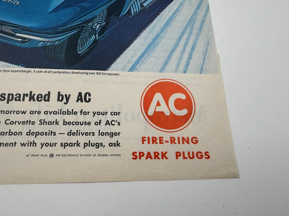 Vintage Chevy Corvette Shark AC Spark Plug Ad - Image 2 of 4