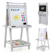 Kids Wood Art Easel Chalkboard  Magnetic Whiteboard Fun Drawing Play