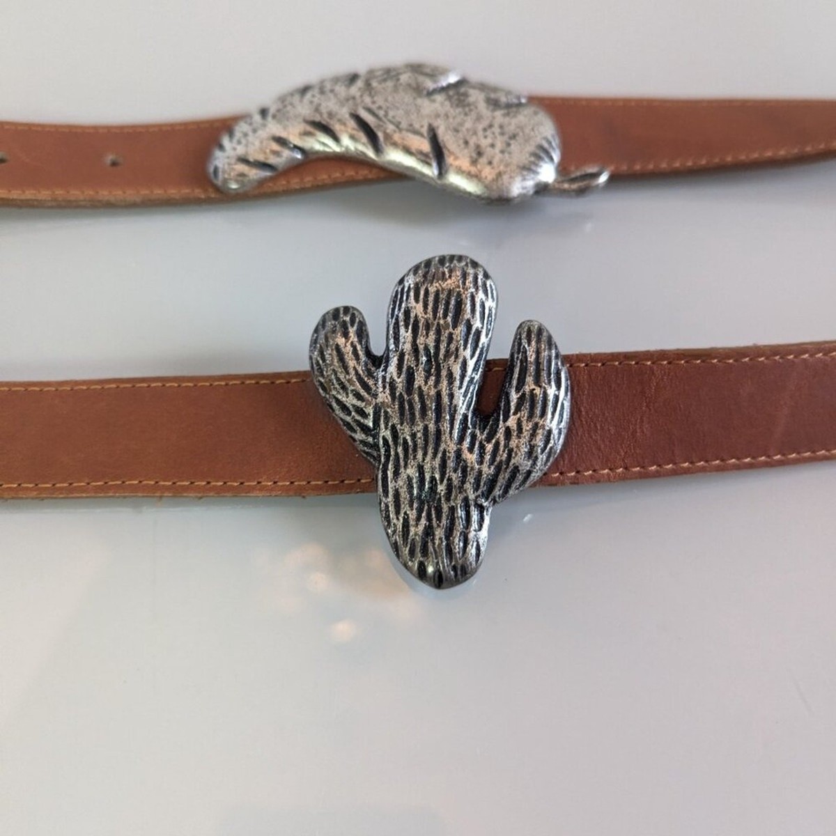 Guess Vintage 90\'s Brown Leather Belt Metal Cactus Snake Chili Pepper Accents Guess Vintage 90 main image 3