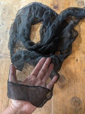 Black Silk Voile Scarf 150-152 cm. Length 45cm Approx Height
