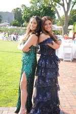 STUNNING Navy Blue Sequin Lace Prom Dress