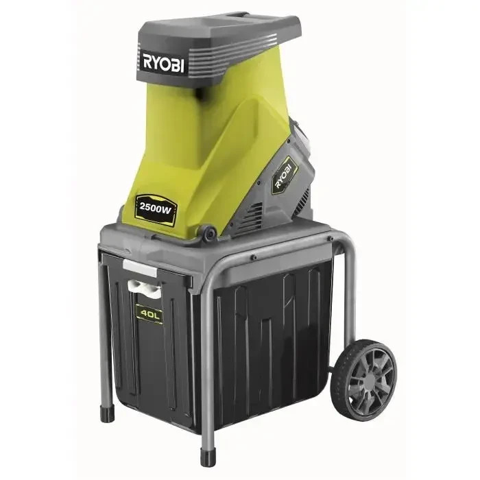 Broyeur de végétaux RYOBI 2500W à couteaux réversibles pour broyage rapide de 45mm