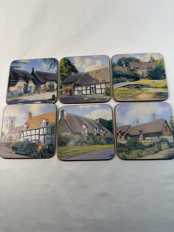Clover Leaf Cottages Bill Cockburn Six Cork Back Table Coasters