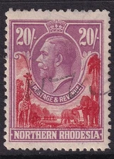 Northern Rhodesia 1925 20s Carmine-Red & Rose-Purple SG17 good Used (2)
