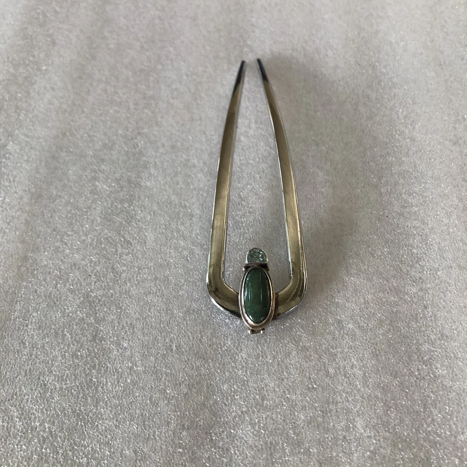 Vintage Jewelry 925 Silver/Turquoise on a 4 1/2” JIRIS French U-Pin Hairpin #H37 - Image 4 of 4