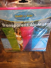 Sand N Sun Pool Raft Air Mat 6 ft x 27" Transparent Floating Raft Hot Pink
