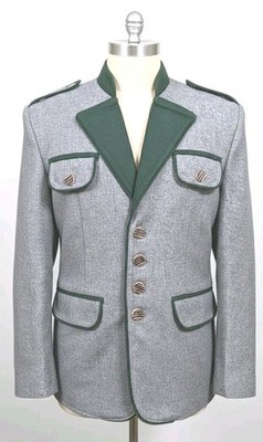 Men s Trachten Wool Jacket Bavarian Alpine Loden Coat Green Trim