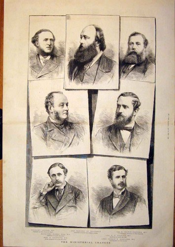 Original Old Antique Print Ministers Portrait Members Parliament 1878 Victorian
