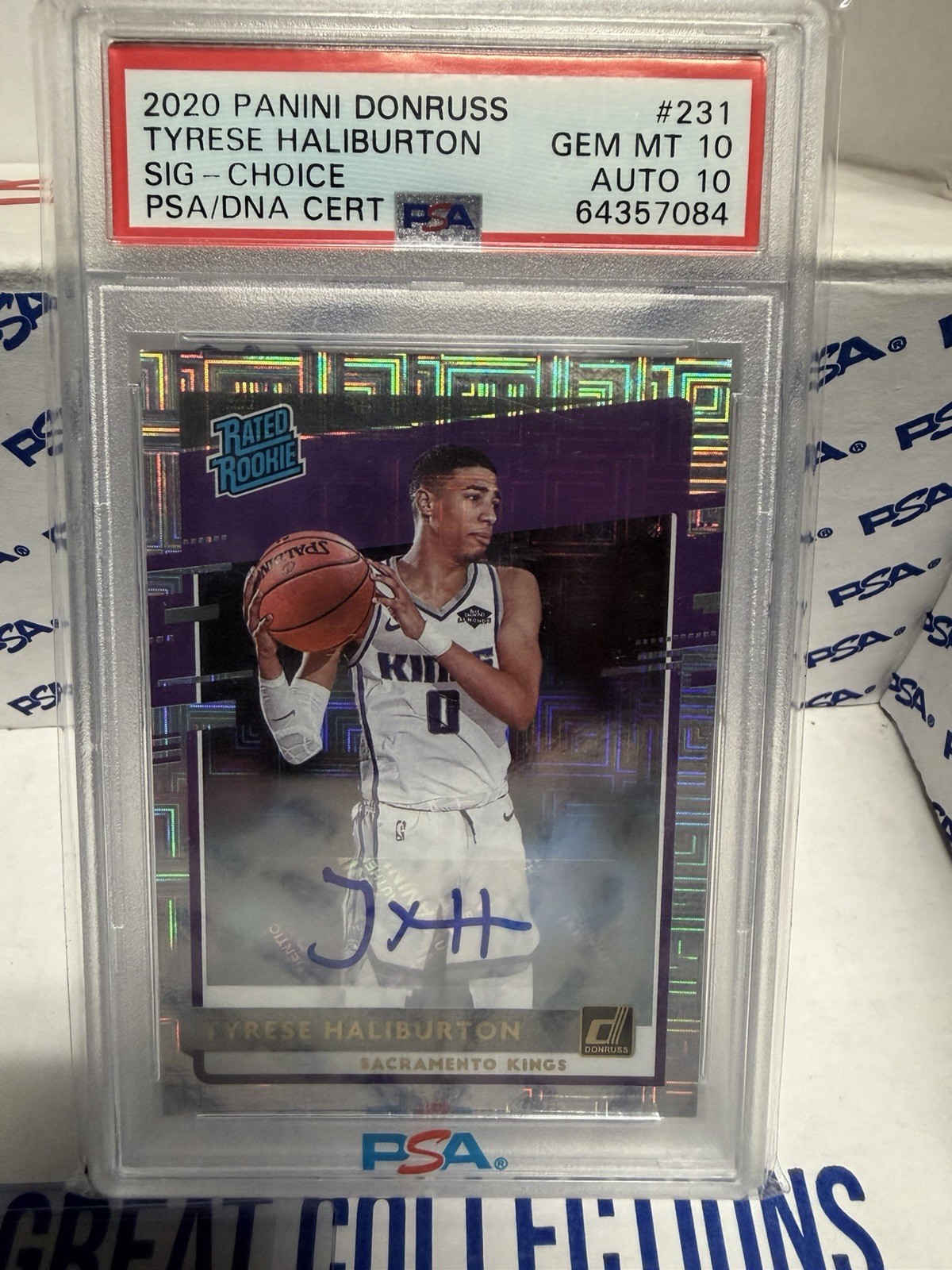 TYRESE HALIBURTON PSA 10 2020 PANINI DONRUSS #231 RATED ROOKIE Auto 10/10 POP 6