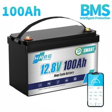 Batteria Litio 12V 100Ah LiFePO4 Bluetooth Batteria Solare 1280Wh 100A BMS