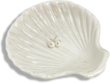 Ring Dish Shell Shape Ceramic Jewelry Dish Tray, Decorative Trinket Dish Organiz