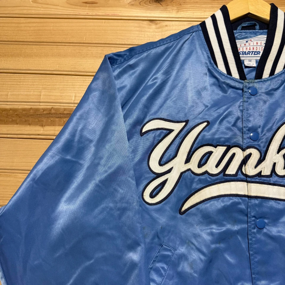 Vintage 90s New York Yankees MLB Baseball Embroidered Satin Bomber Jacket Medium - Image 3 of 4
