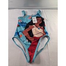Traje de baño de una pieza Disney Moana para niñas talla M 7/8 azul personaje traje de baño nuevo con etiquetas