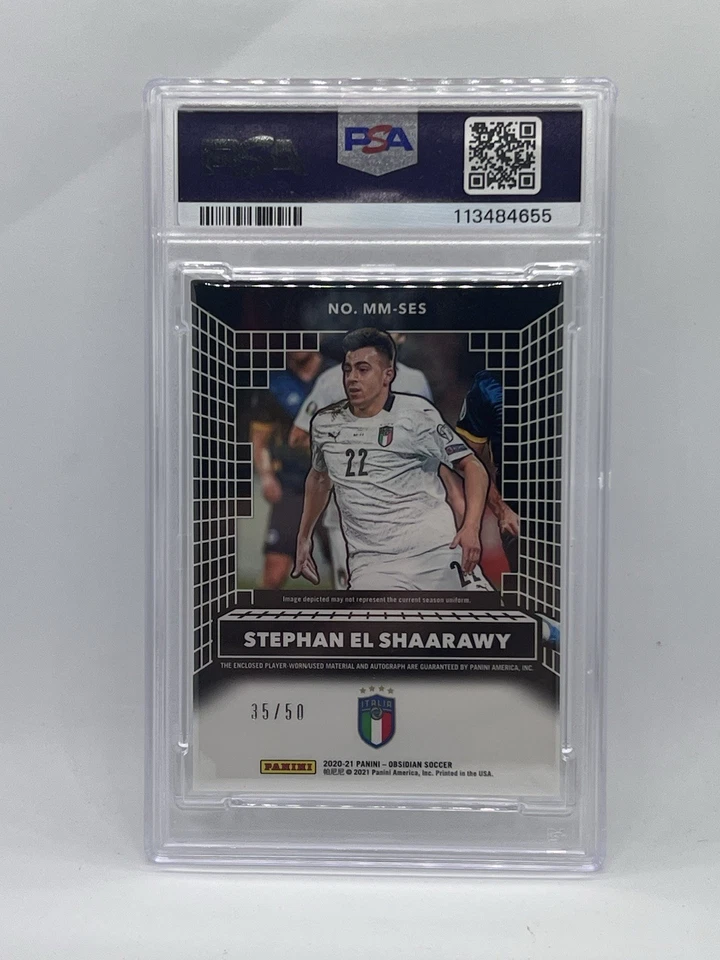 2020-21 Panini Obsidian -  Stephan El Shaarawy Auto Jersey /50 - PSA 9 - Image 2 of 2