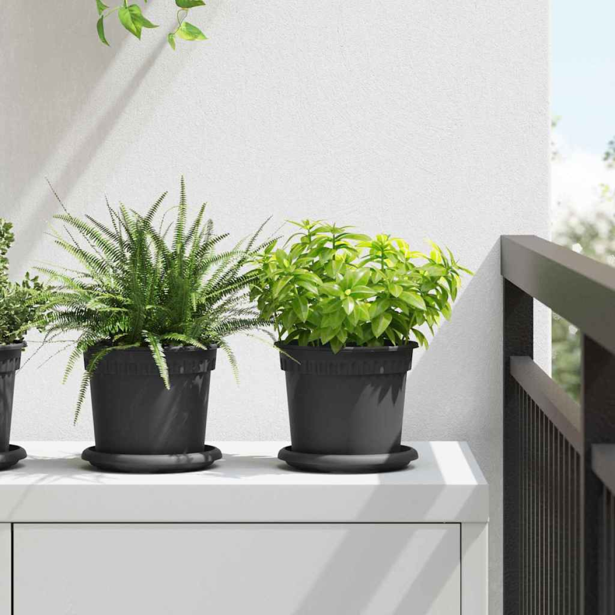Black Plant Pots Set 24 Plastic Indoor Outdoor