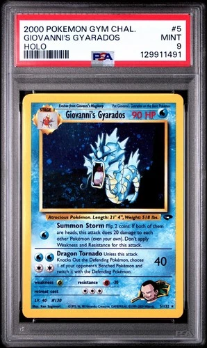 Giovanni's Gyarados 5/132 - Gym Challenge -  PSA 9  - SWIRL -  Pokemon Card🌀